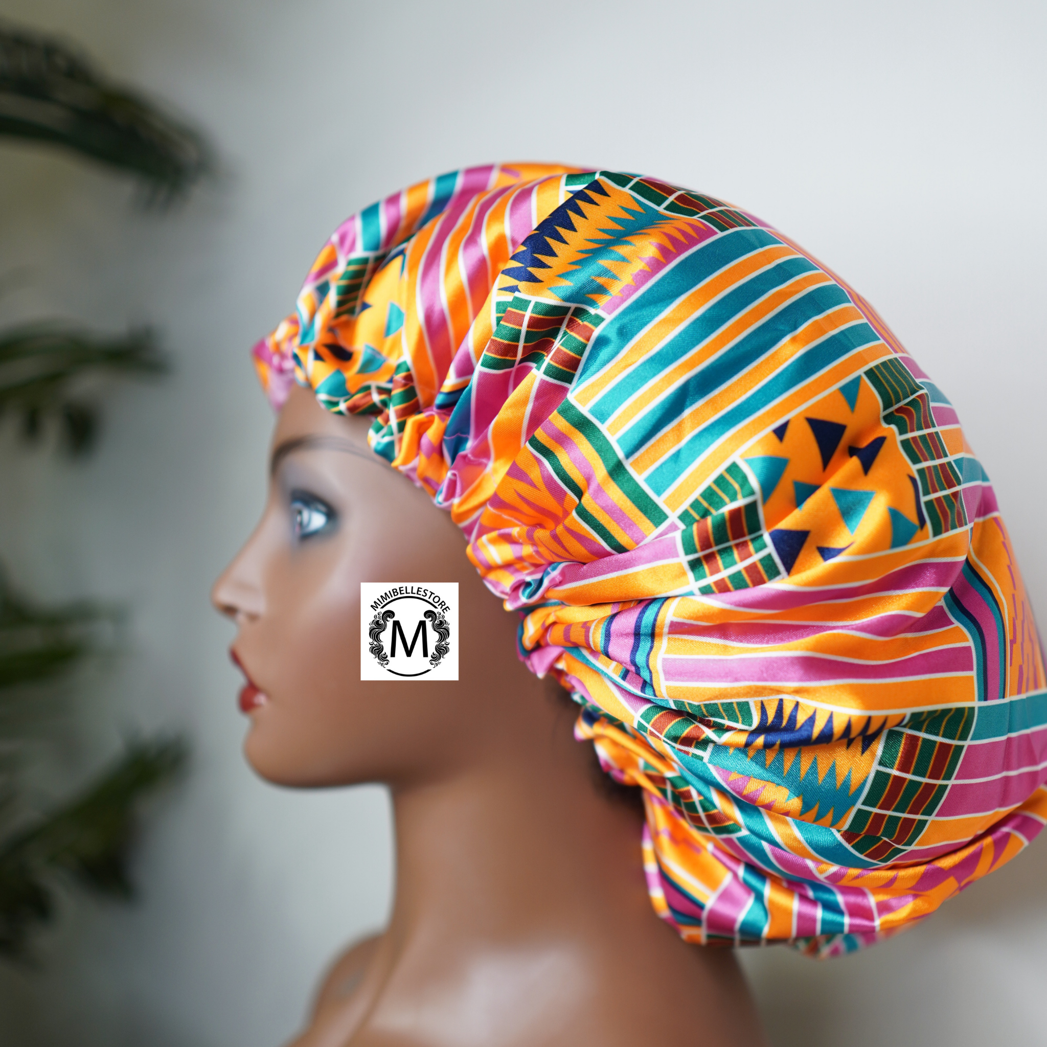 100% SATIN BONNET AFRICAN PRINT / REVERSIBLE AND ADJUSTABLE ( VERY STYLISH)