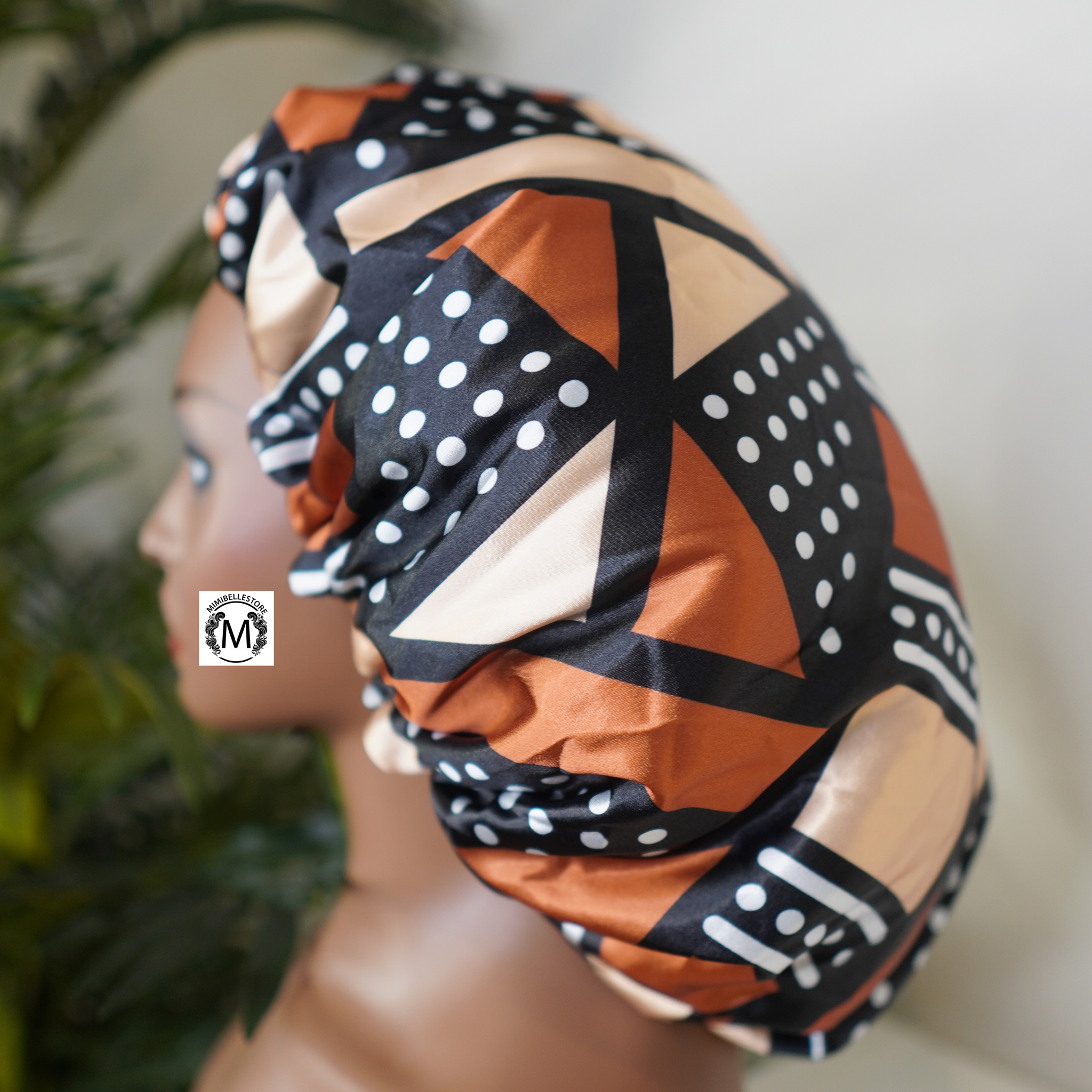 100% SATIN BONNET AFRICAN PRINT / REVERSIBLE AND ADJUSTABLE ( VERY STYLISH)